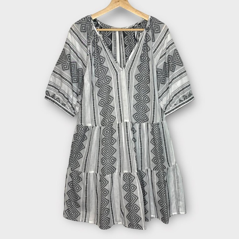 Geometric Patterned Black and White Dress